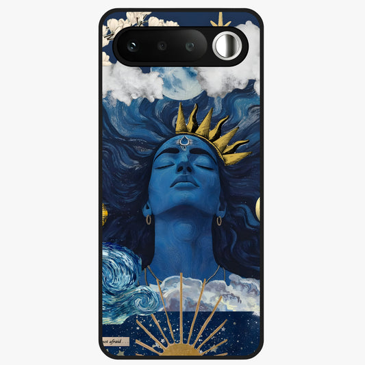 Aesthetic Lord Shiva Glass Case showing flat back view with divine Shiva artwork and glossy glass finish.