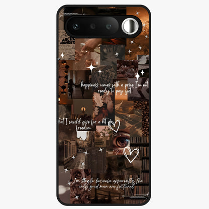 Bittersweet Aesthetic Chaos Glass Case showing flat back view with artistic chaotic aesthetic design and glossy glass finish.