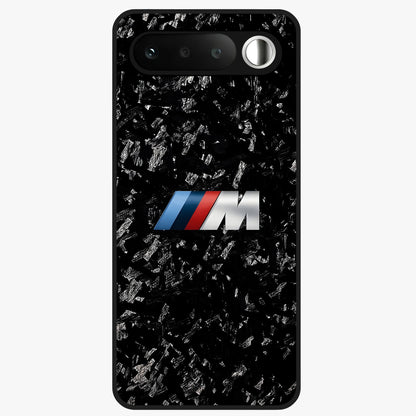 Carbon Speed Mark Glass Case showing flat back view with sporty carbon pattern artwork and glossy glass finish.