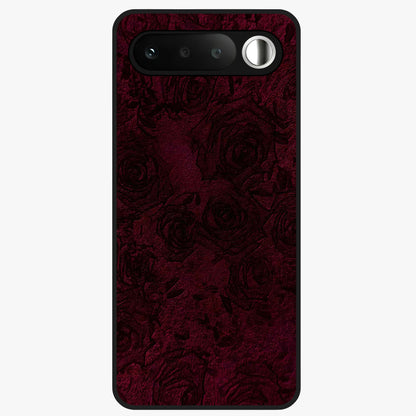 Crimson Fade Flow Glass Case showing flat back view with flowing crimson gradient artwork and glossy glass finish.