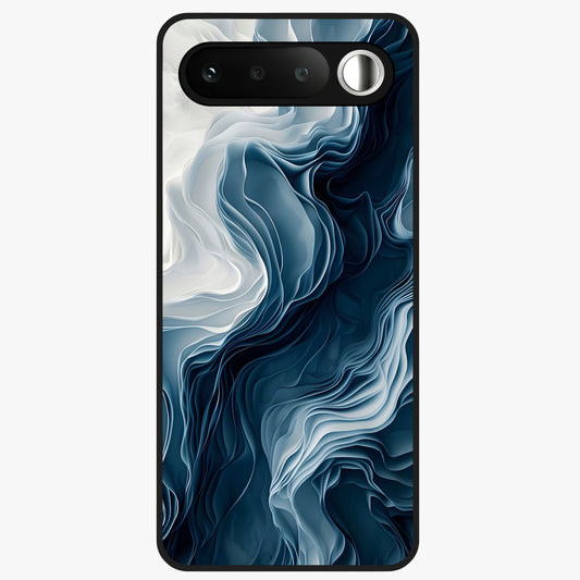 Ethereal Paper Marble Glass Case showing flat back view with soft marble paper texture artwork and glossy glass finish.