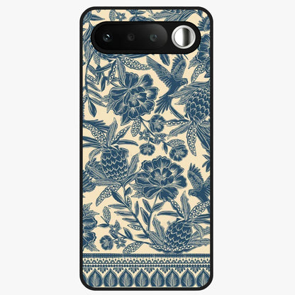 Heirloom Wild Bloom Glass Case showing flat back view with vintage inspired wild flower artwork and glossy glass finish.