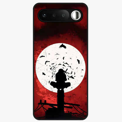 Itachi Limited Edition Naruto Anime Glass Case showing flat back view with iconic anime character artwork and glossy glass finish.