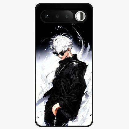Limitless Shadow King Glass Case showing flat back view with powerful shadow warrior artwork and glossy glass finish.