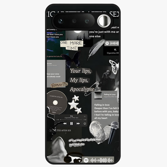 Midnight Love Echo Glass Case showing flat back view with romantic midnight themed artwork and glossy glass finish.