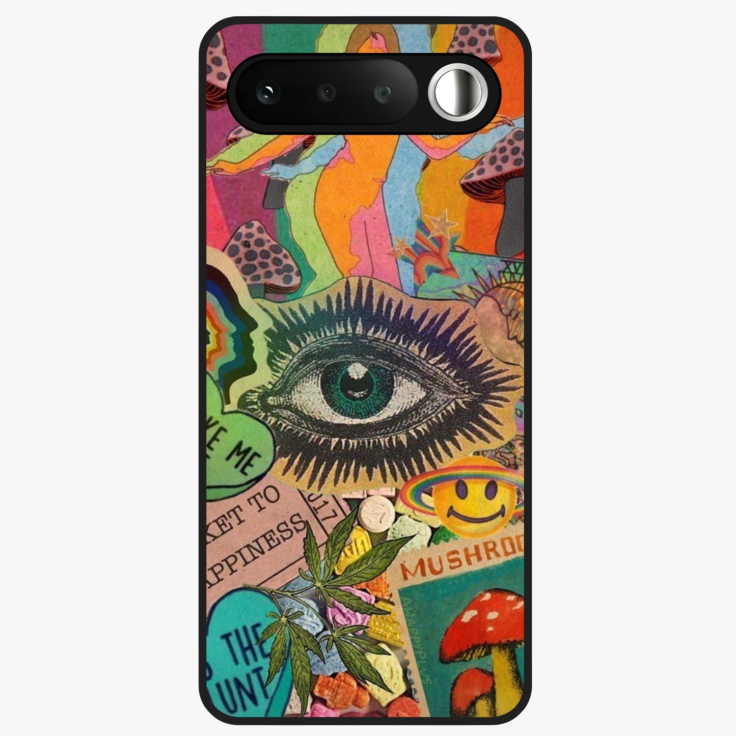Mystic Eye Wonderland Glass Case showing flat back view with mystical eye themed artwork and glossy glass finish.