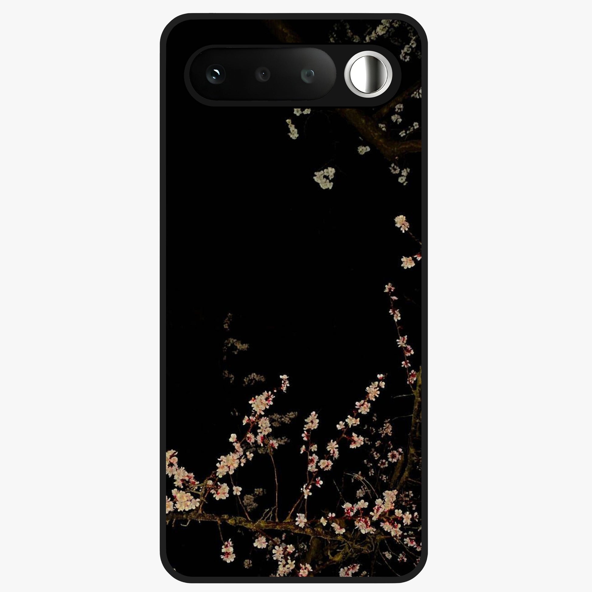 Petal Moon Light With Custom Name Glass Case showing flat back view with floral moonlight artwork and personalized name design.