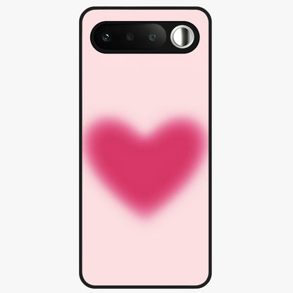 Pink Aura Heart Glass Case showing flat back view with glowing heart artwork and glossy glass finish.