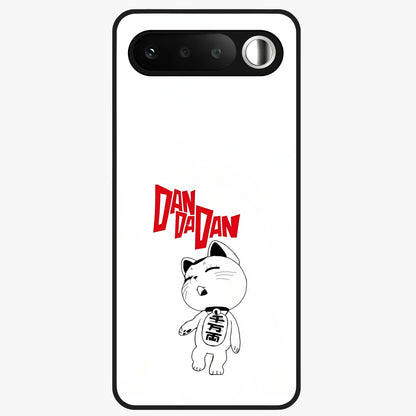 Playful Spirit Charm Glass Case showing flat back view with cheerful charm themed artwork and glossy glass finish.