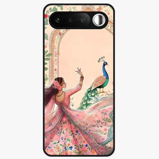 Royal Grace Muse Glass Case showing flat back view with elegant artistic artwork and glossy glass finish.