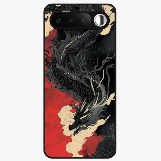 Shadow Dragon Fury Glass Case showing flat back view with fierce dragon artwork and glossy glass finish.