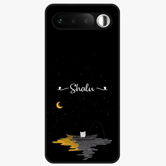 Silent Night Row Glass Case showing flat back view with calm night themed artwork and glossy glass finish.