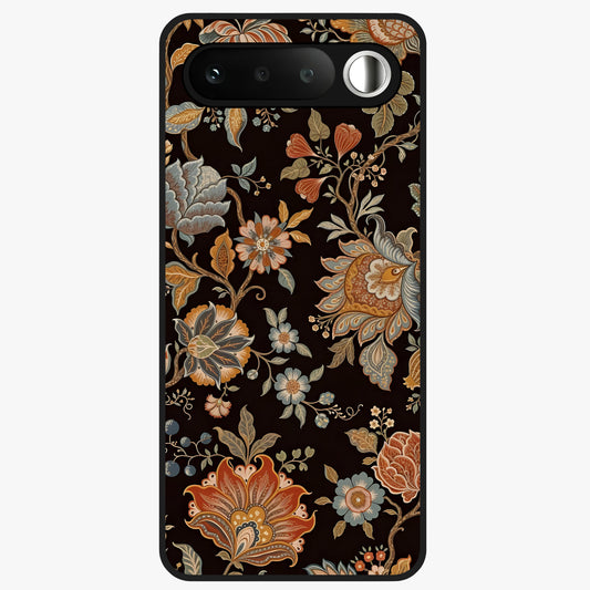 Vintage Floral Dream Glass Case showing flat back view with classic floral artwork and glossy glass finish.