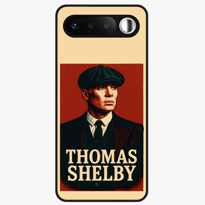Vintage Mafia Authority Glass Case showing flat back view with bold vintage mafia inspired artwork and glossy glass finish.