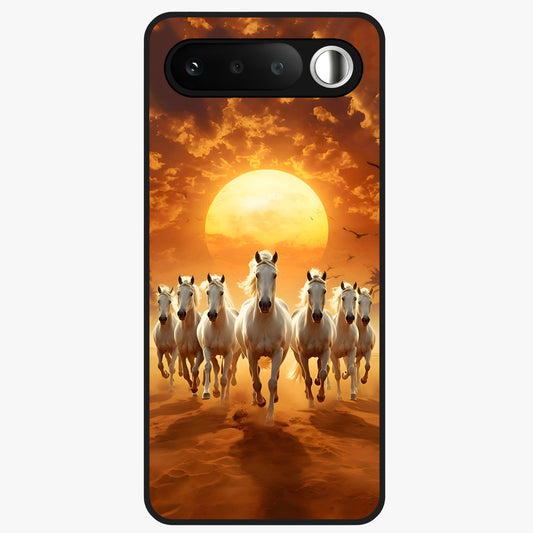 Wild Sunset Majesty Glass Case showing flat back view with majestic sunset landscape artwork and glossy glass finish.