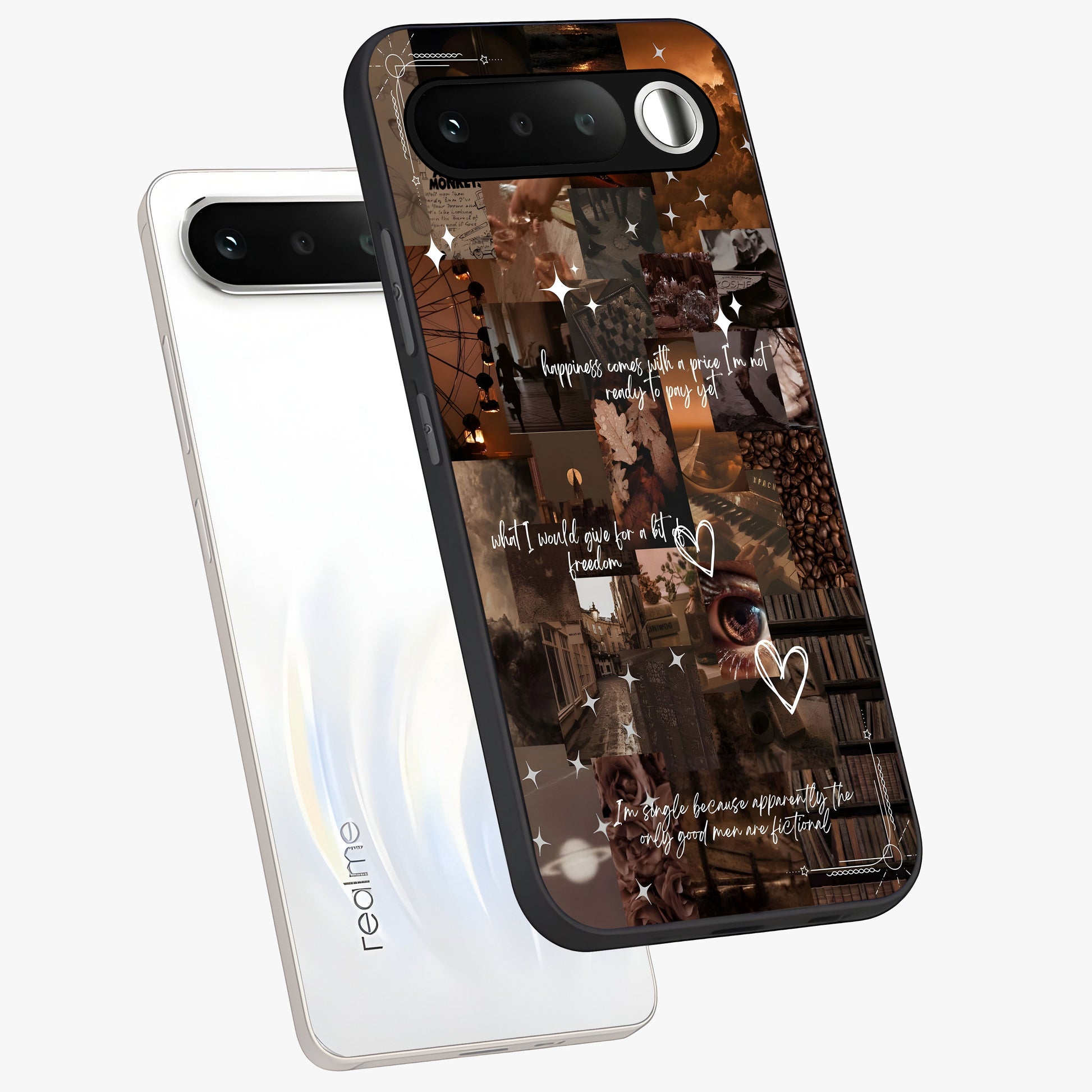 Bittersweet Aesthetic Chaos Glass Case displayed in angled mockup highlighting expressive abstract artwork and edgy aesthetic theme.