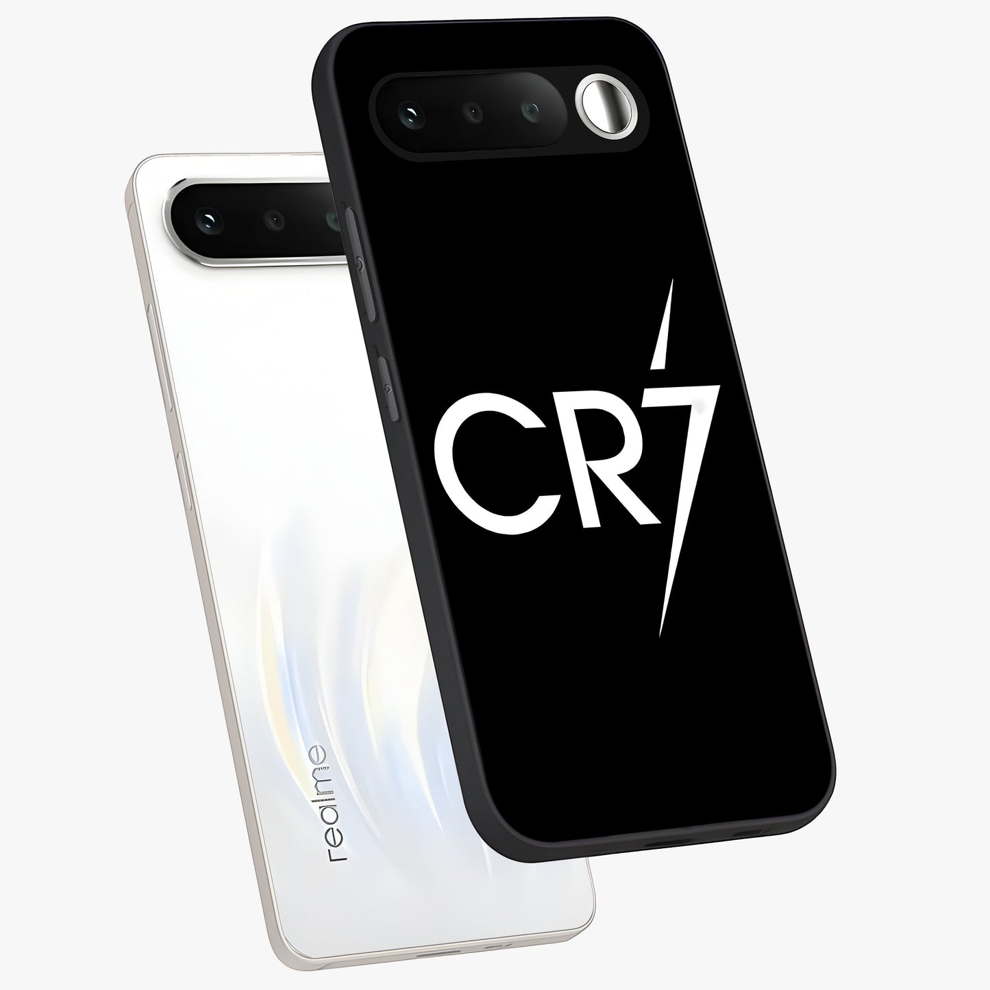 Cr7 Elite Strike Glass Case displayed in angled mockup highlighting powerful sports graphic with bold athletic theme.
