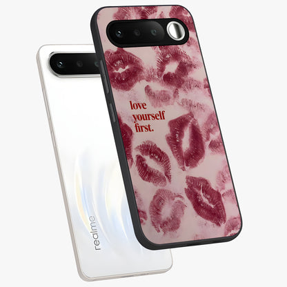 Crimson Kiss Love Glass Case displayed in angled mockup highlighting bold love inspired design with modern aesthetic style.