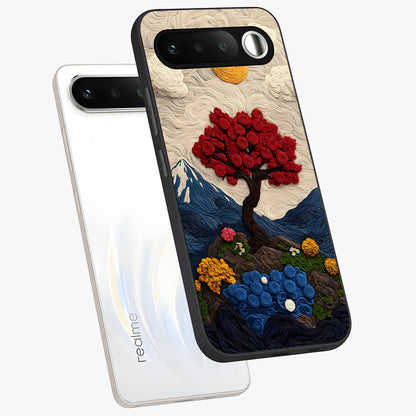 Eternal Nature Tapestry Glass Case displayed in angled mockup highlighting detailed botanical pattern with artistic aesthetic.