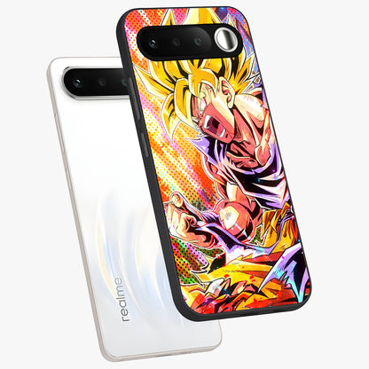 Firing Goku Glass Case displayed in angled mockup highlighting dynamic anime character design with action aesthetic.