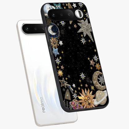Galactic Jewel Stars Glass Case displayed in angled mockup highlighting shining celestial star design with cosmic aesthetic style.