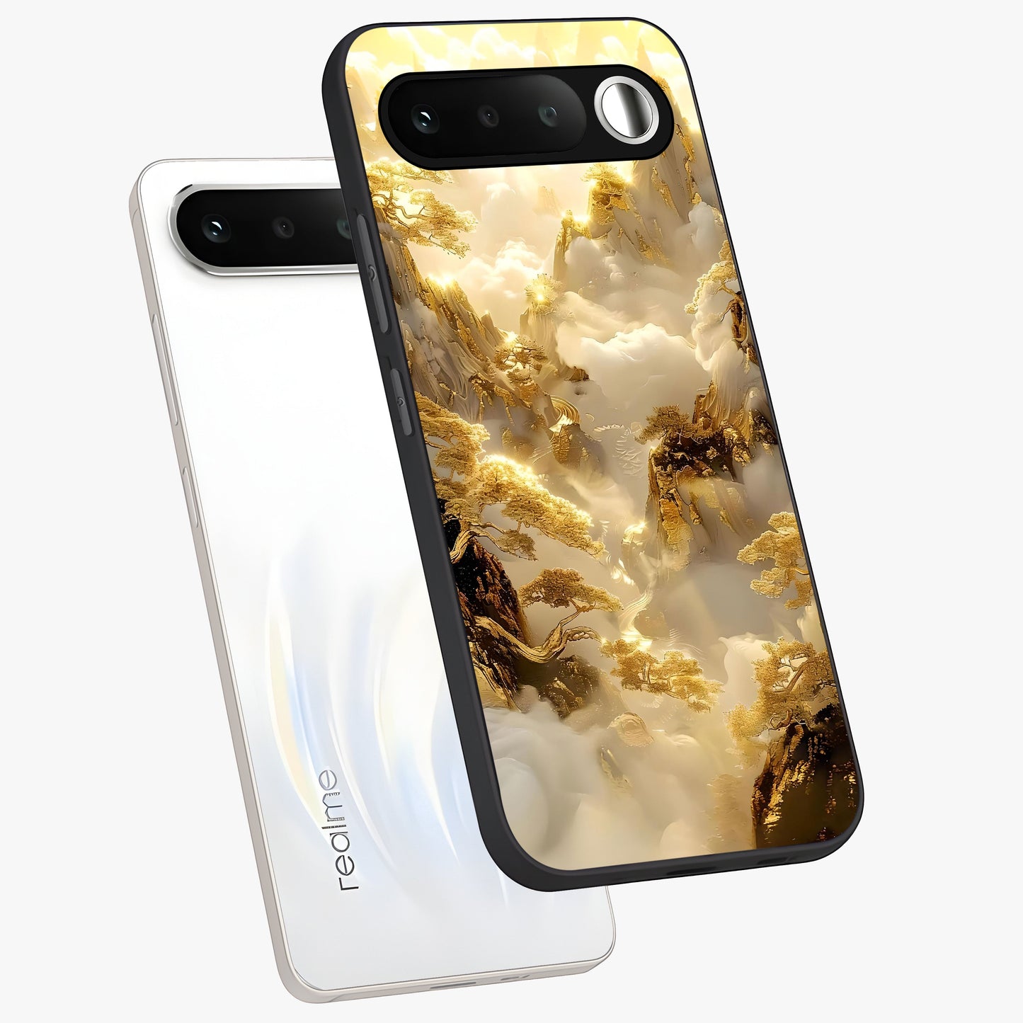 Gates Of Illumination Glass Case displayed in angled mockup highlighting radiant portal inspired design with fantasy aesthetic.