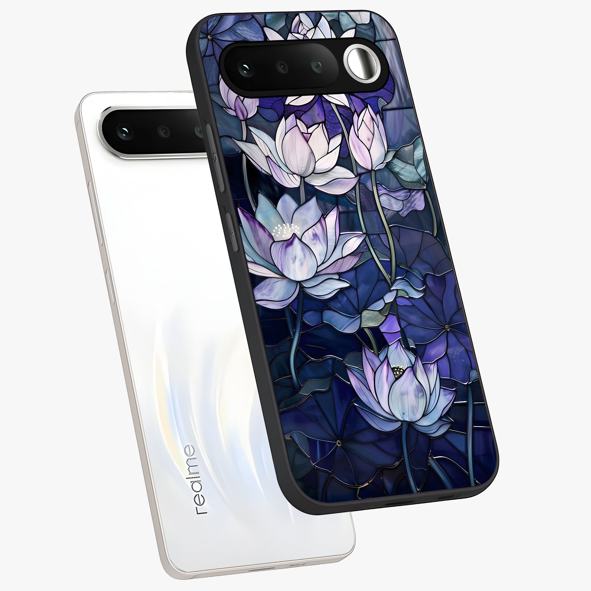 Gloss Petal Rush Glass Case displayed in angled mockup highlighting vibrant petal design with elegant floral aesthetic.