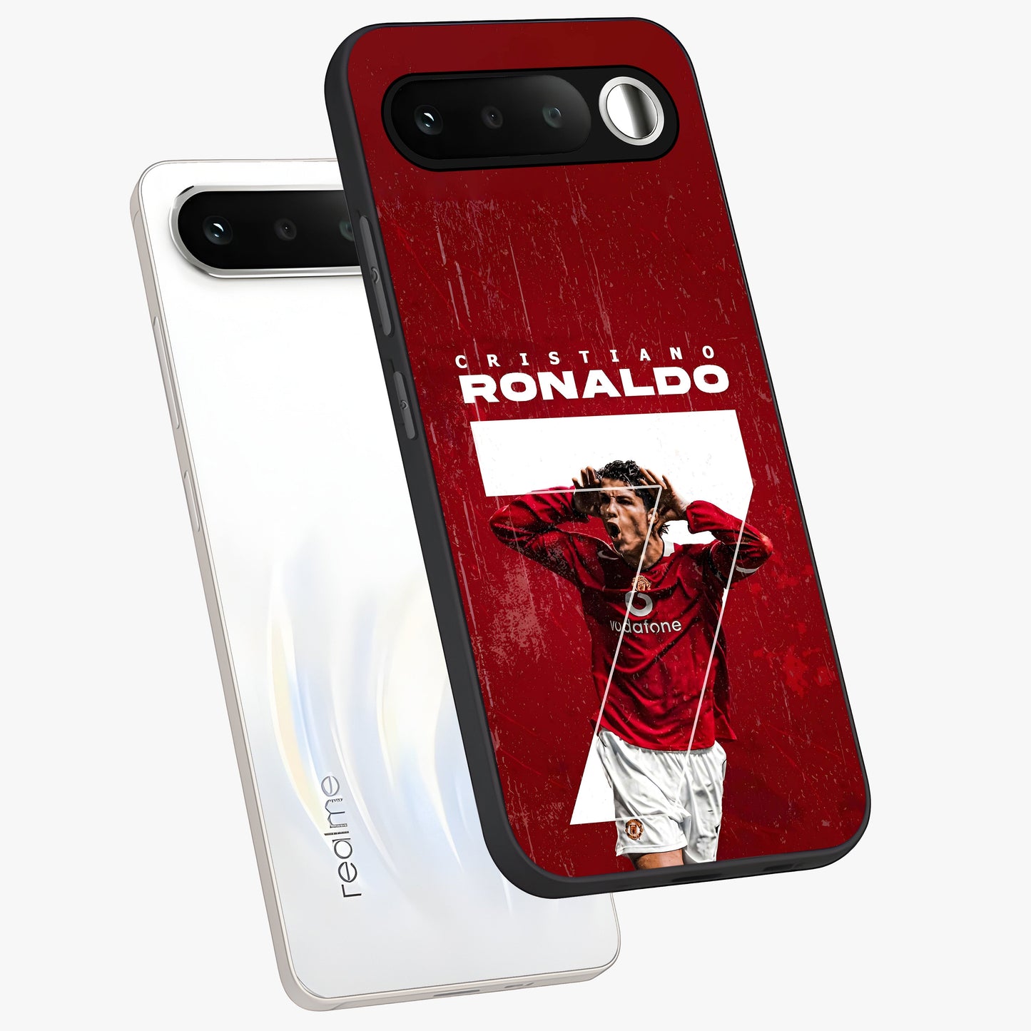 Goal Celebration Legacy Glass Case displayed in angled mockup highlighting energetic sports celebration design with bold athletic theme.
