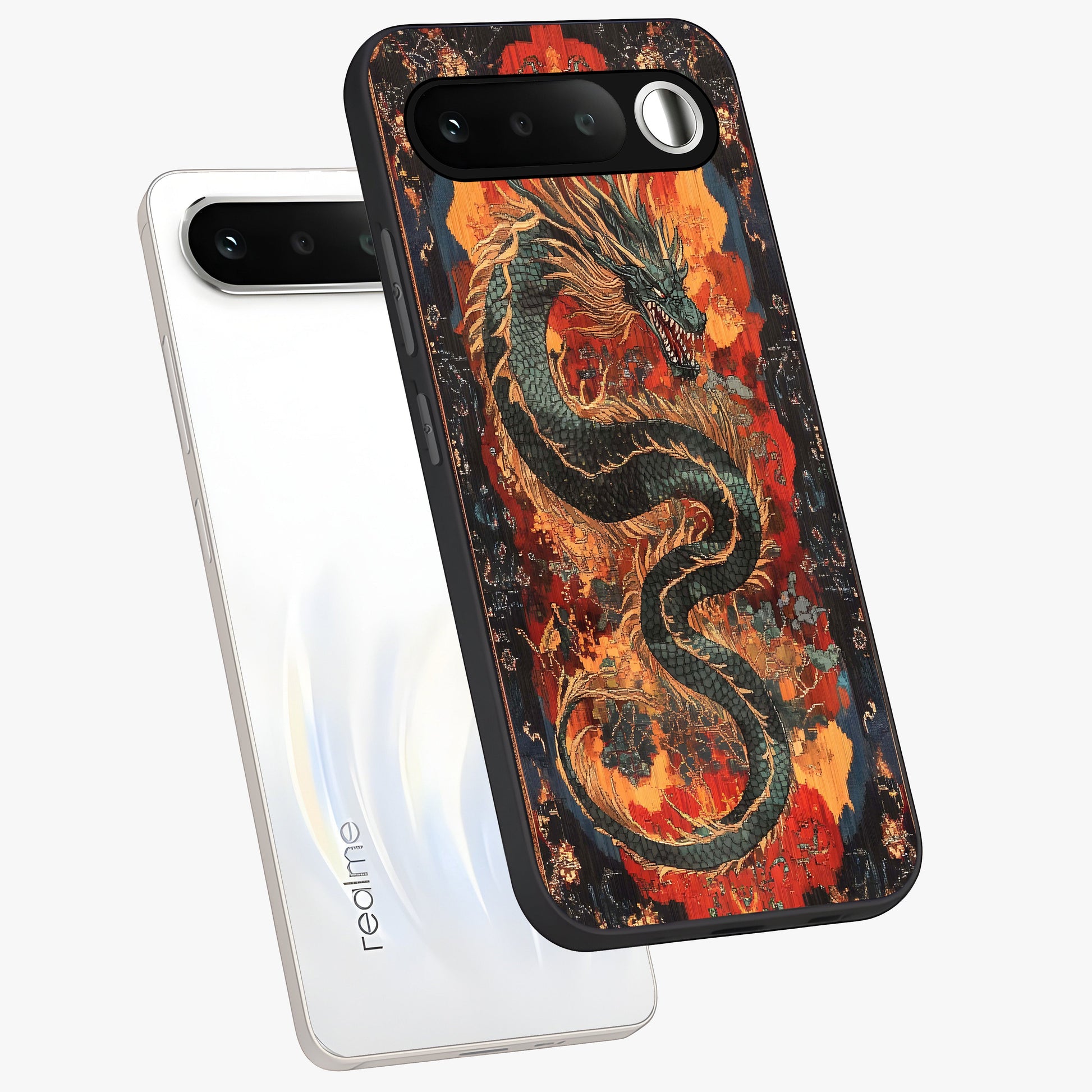 Inferno Dragon Soul Glass Case displayed in angled mockup highlighting powerful dragon illustration with inferno aesthetic.
