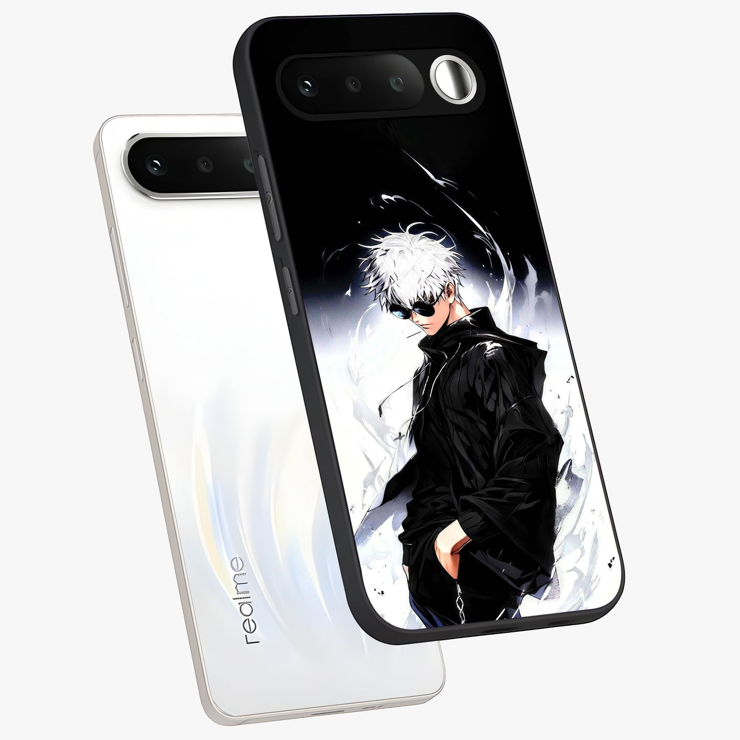 Limitless Shadow King Glass Case displayed in angled mockup highlighting dramatic dark hero design with intense aesthetic.