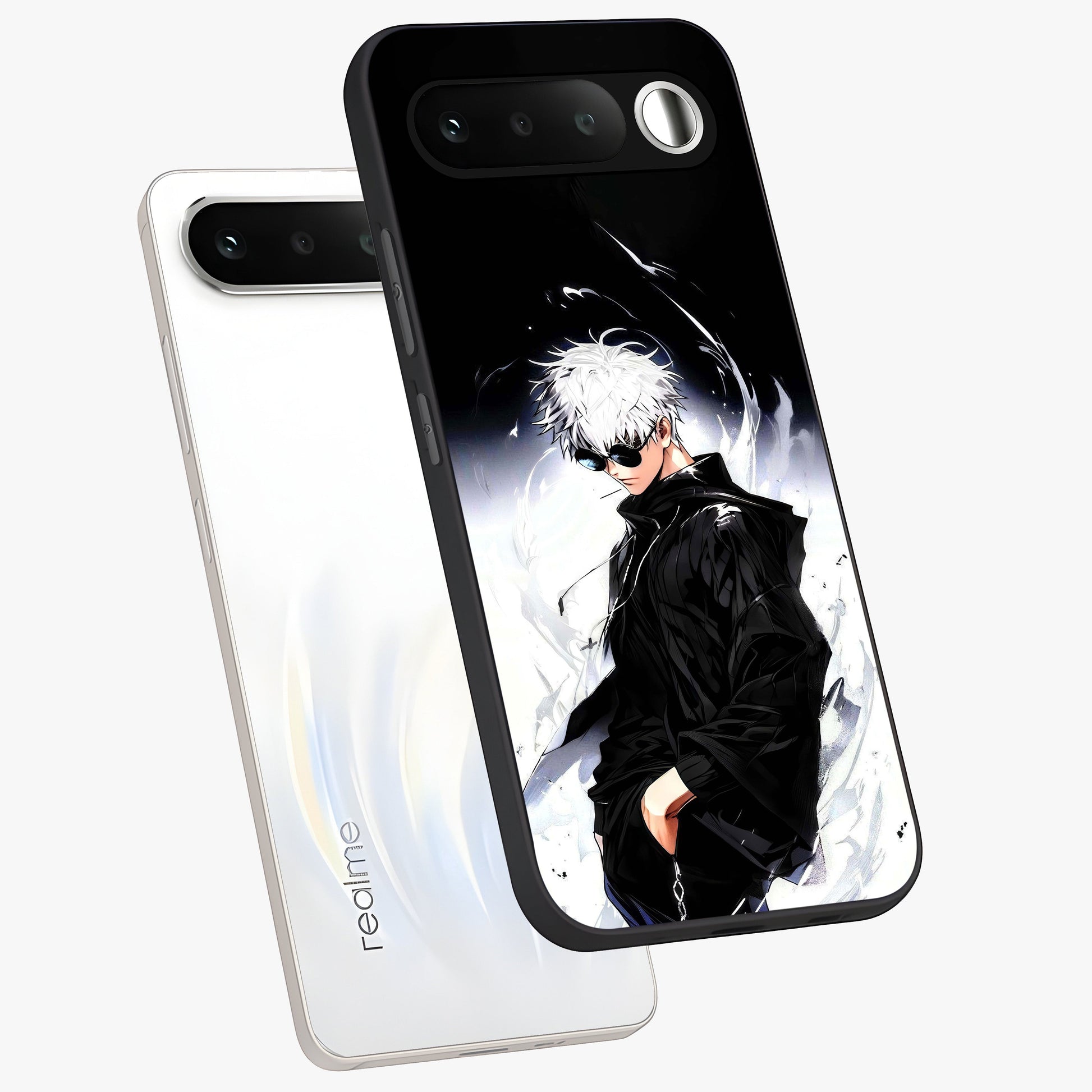 Limitless Shadow King Glass Case displayed in angled mockup highlighting dramatic dark hero design with intense aesthetic.