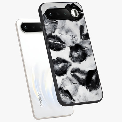 Midnight Kiss Marks Glass Case displayed in angled mockup highlighting playful romantic design with bold midnight aesthetic.