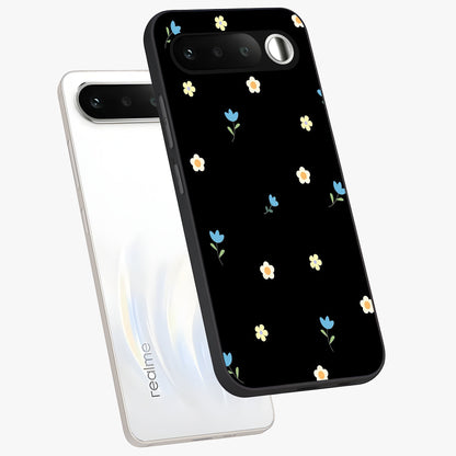 Minimal Petal Whispers Glass Case displayed in angled mockup highlighting delicate petal design with clean minimal aesthetic.