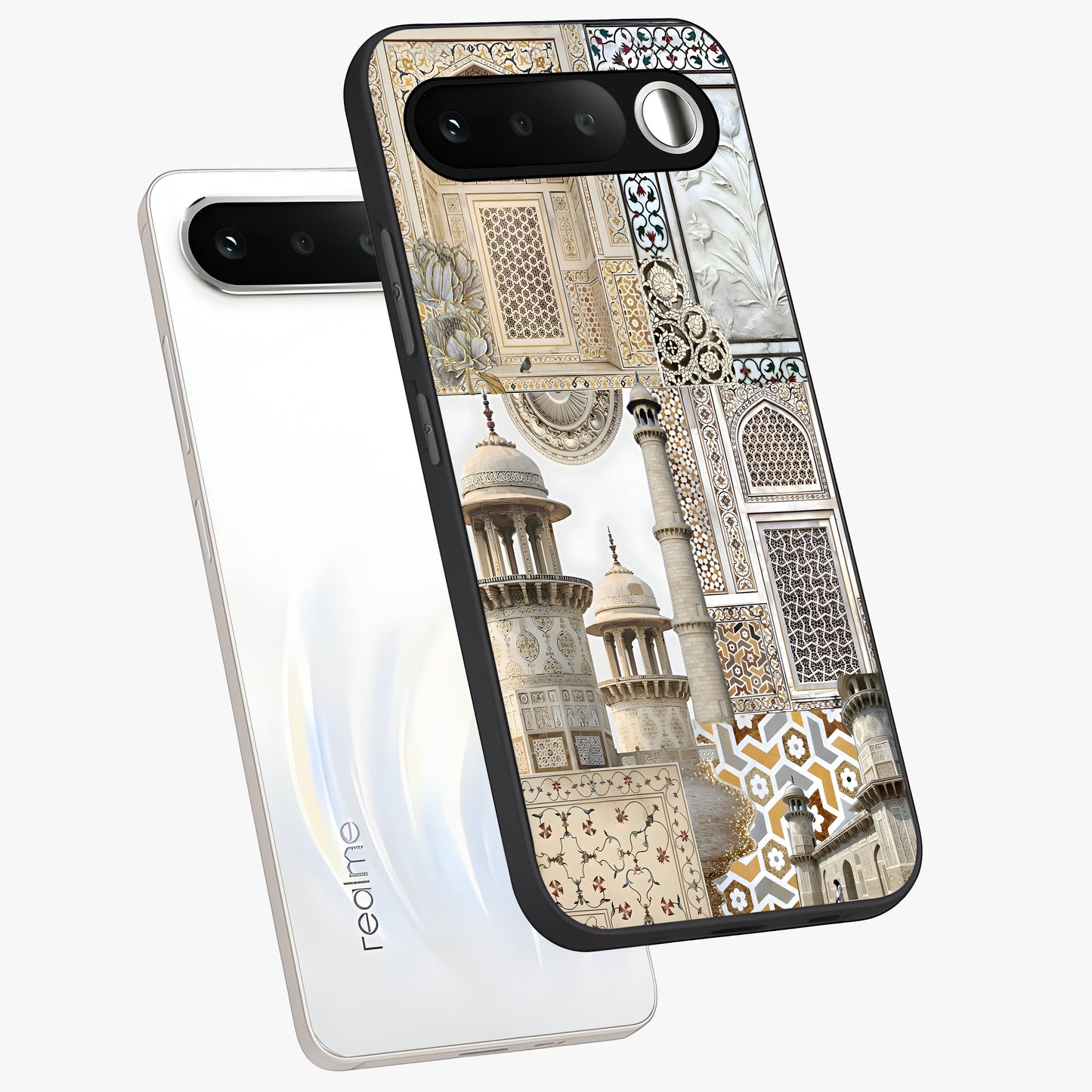 Mughal Marble Legacy Glass Case displayed in angled mockup highlighting elegant heritage marble artwork with royal aesthetic.