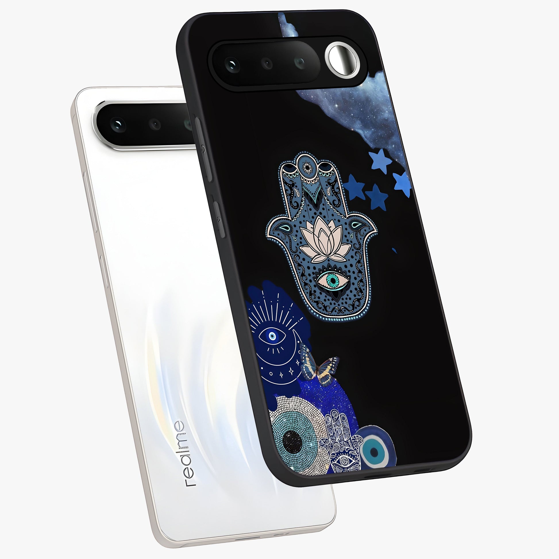Mystic Hand Aura Glass Case displayed in angled mockup highlighting magical aura design with spiritual aesthetic style.