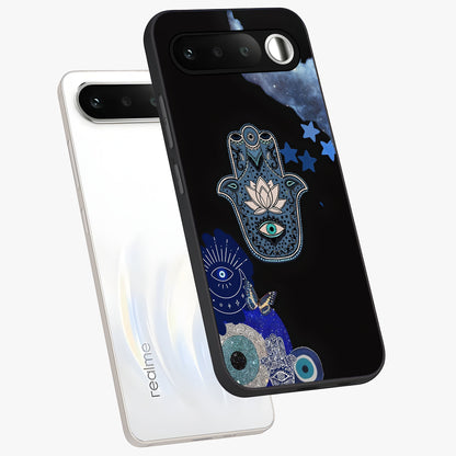 Mystic Hand Aura Glass Case displayed in angled mockup highlighting magical aura design with spiritual aesthetic style.