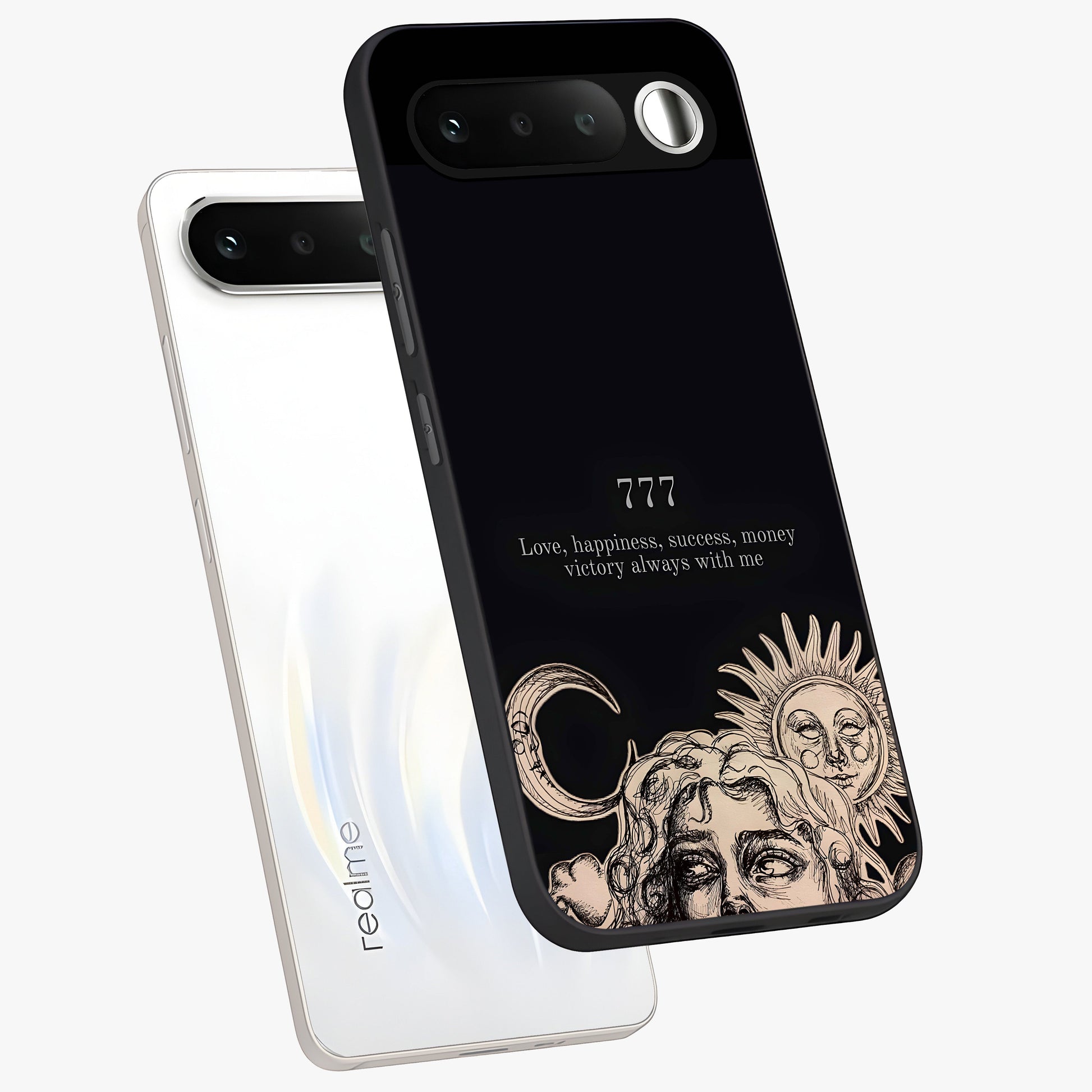 Mystic Victory Aura Glass Case displayed in angled mockup highlighting energetic aura design with bold mystical aesthetic.