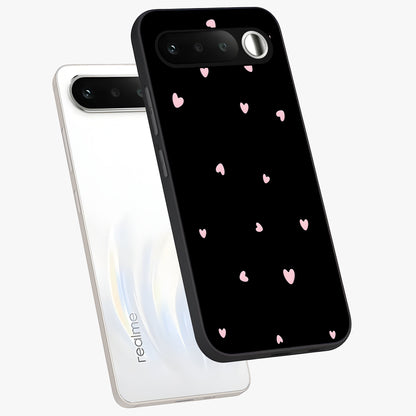 Pink Love Drops Glass Case displayed in angled mockup highlighting cute love drop design with vibrant pink aesthetic.