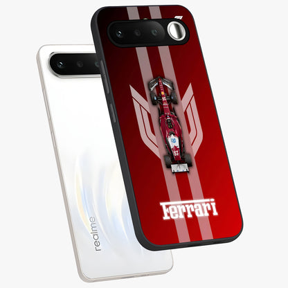 Red Ferrari F1 Vertical Glass Case displayed in angled mockup highlighting high speed racing design with bold automotive aesthetic.