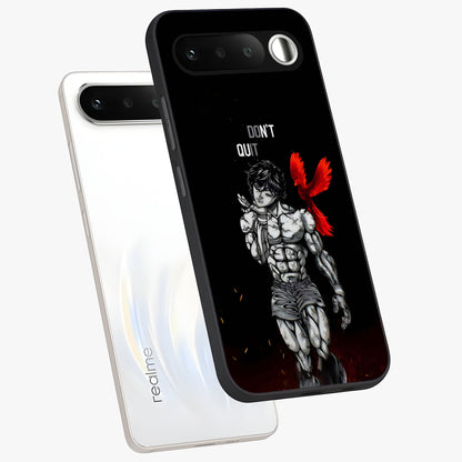Rise Beyond Limits Glass Case displayed in angled mockup highlighting inspiring message design with modern aesthetic style.