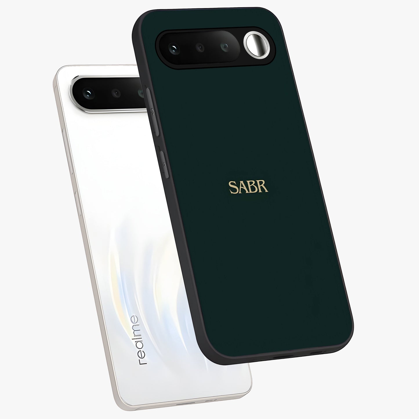 Sabr Minimal Patience Glass Case displayed in angled mockup highlighting simple inspirational design with clean aesthetic style.