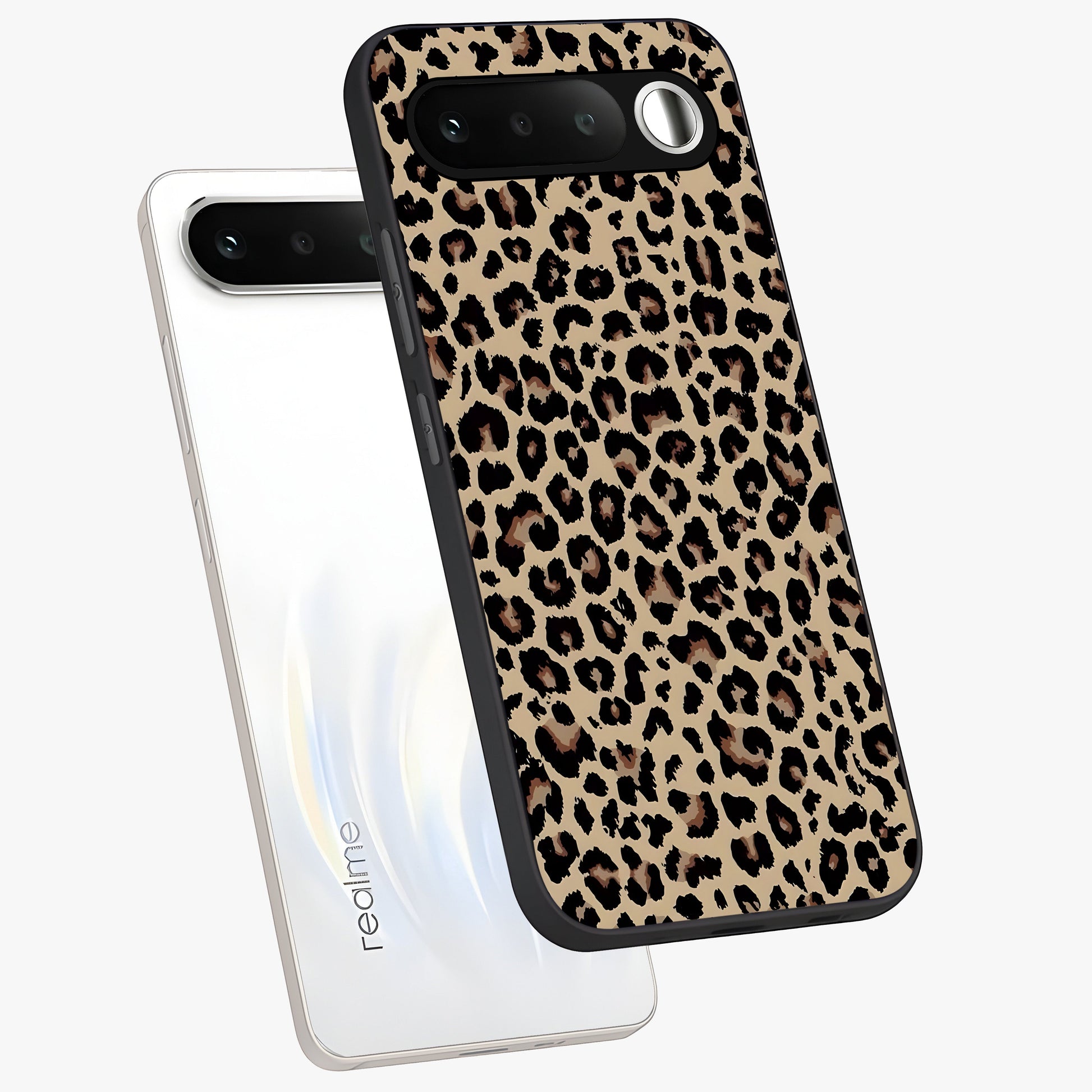 Savage Chic Pattern Glass Case displayed in angled mockup highlighting bold fashion inspired design with chic aesthetic.