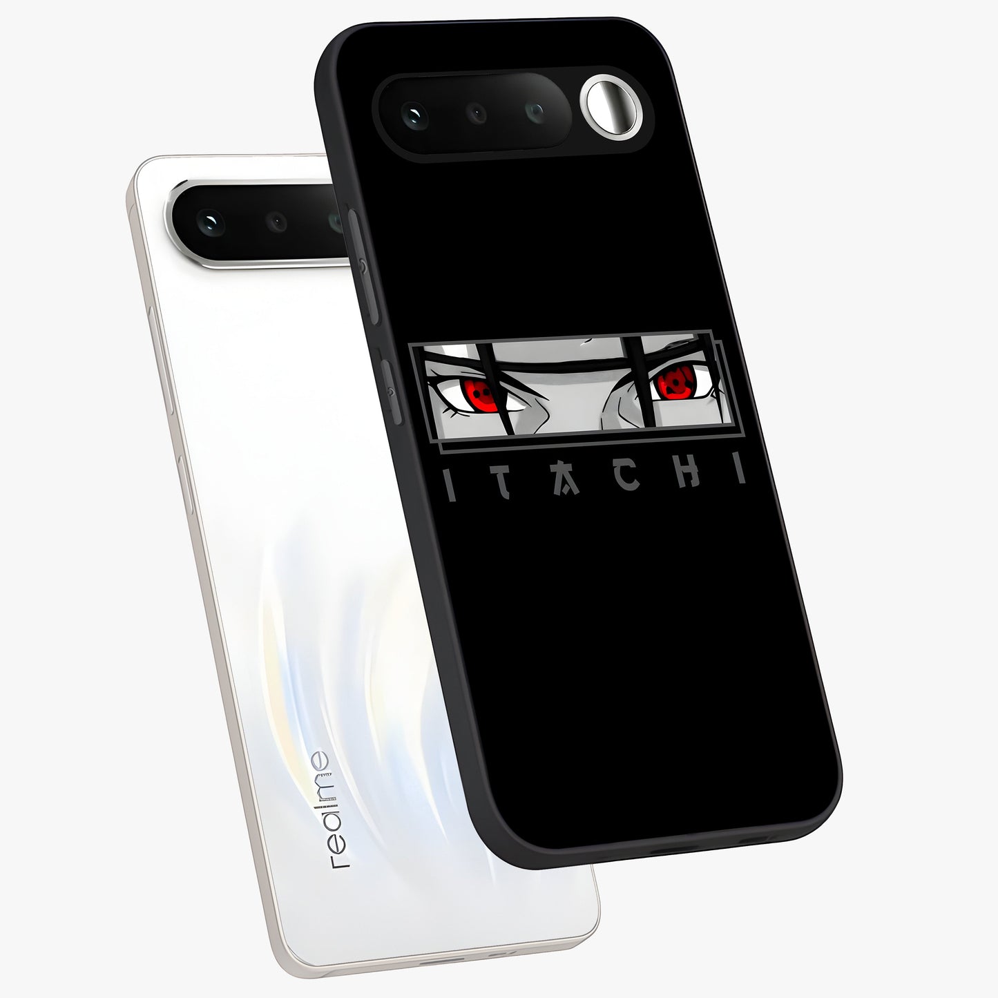 Scarlet Gaze Dominance Glass Case displayed in angled mockup highlighting intense visual design with bold scarlet aesthetic.