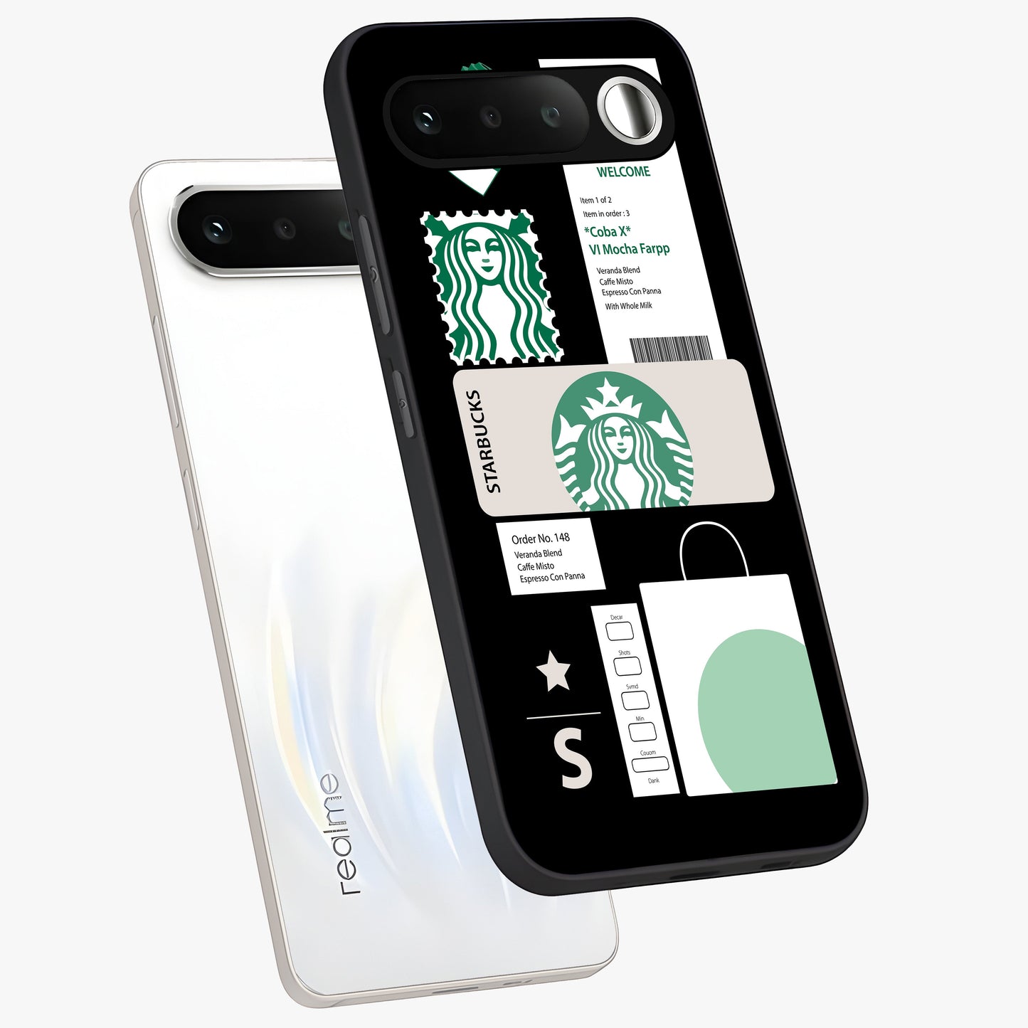 Starbucks Mocha Glass Case displayed in angled mockup highlighting stylish mocha themed design with cozy café aesthetic.