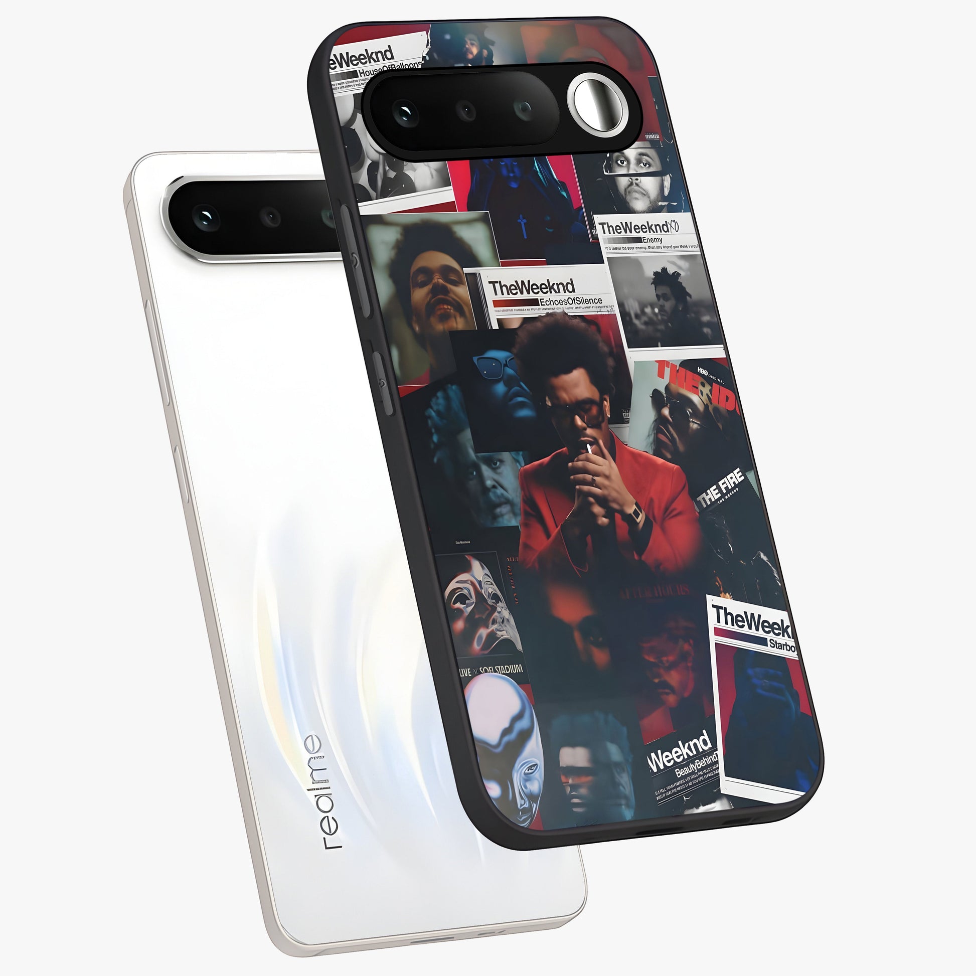 The Weeknd Glass Case displayed in angled mockup highlighting stylish pop culture inspired design with modern aesthetic.