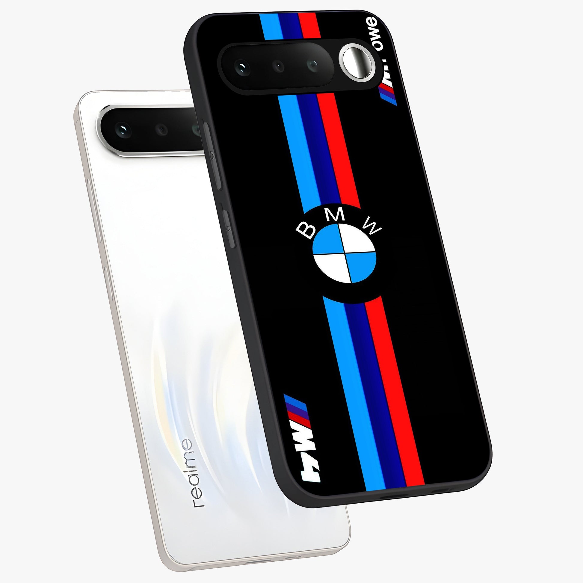Turbo BMW Beast Glass Case displayed in angled mockup highlighting sleek racing car design with bold automotive aesthetic.