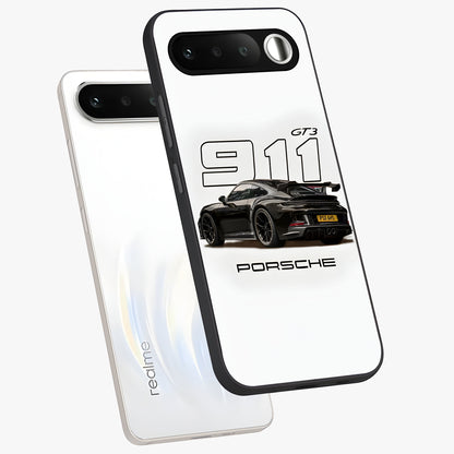Turbo Legacy Icon Glass Case displayed in angled mockup highlighting dynamic automotive design with performance aesthetic.