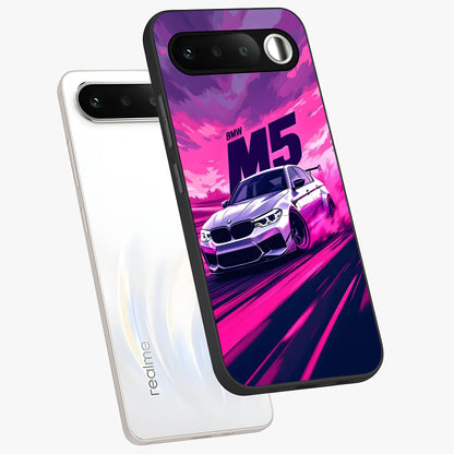 Velocity Drift Pulse Glass Case displayed in angled mockup highlighting dynamic drift design with sporty automotive aesthetic.