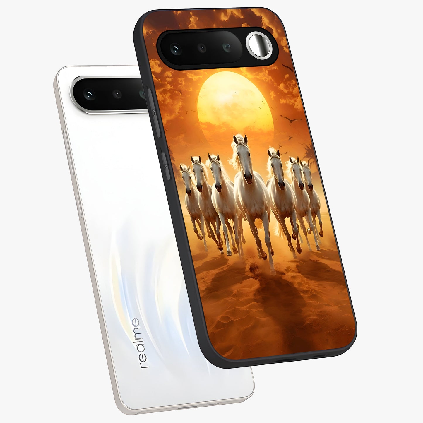 Wild Sunset Majesty Glass Case displayed in angled mockup highlighting vibrant sunset sky design with scenic aesthetic.