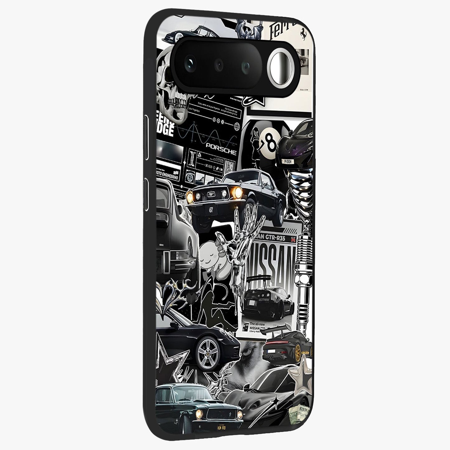 Aesthetic Dark Love Glass Case upright view showcasing dramatic romantic artwork with modern aesthetic style.